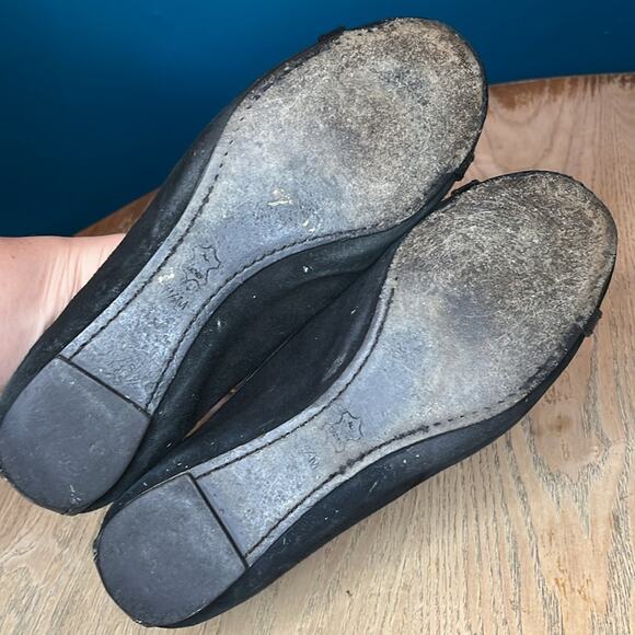 Tory Burch Aaden Suede Ballet Flats Slip Ons Black Gunmetal Size 7.5 - Picture 9 of 10